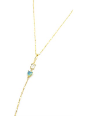 Beta Moda Hub Taşlı Y Kolye - Altın