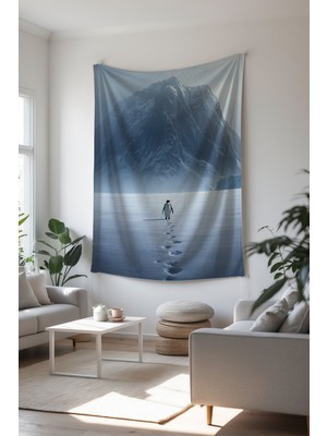 Charmbi Nihilist Penguen Duvar Örtüsü – Çok Renkli Modern Sanat Temalı Kumaş Oda Dekoru Tapestry