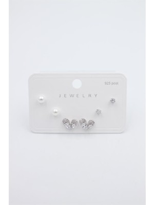 Beta Moda Hub Çoklu Set Küpe - Gümüş