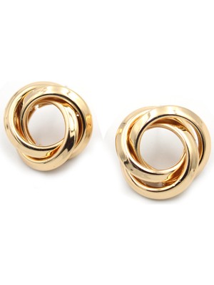 Beta Moda Hub Metal Örgü Küpe - Altın