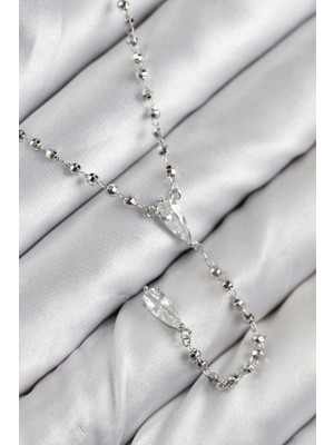 Clariss Üreticiniz Pirinç Zirkon Taşlı Gümüş Renk Kadın Y Kolye 481348