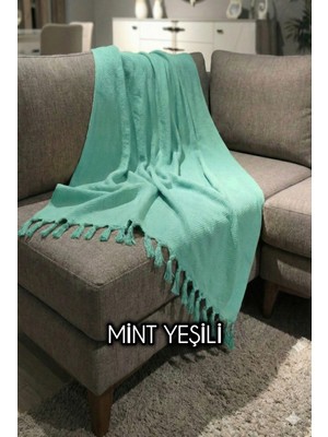 Luwino Home Koltuk Örtüsü , Tv Şalı , Throw ,yatak Örtüsü , Çok Amaçlı Örtü , Mint Yeşili Renk 180X200 cm
