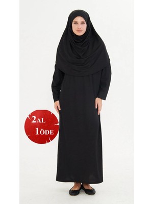 Lesa Wear Tek Parça Namaz Elbisesi Boydan Giymeli Siyah, Tesettür Elbise