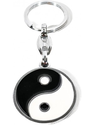 Moncuk Design Yin ve Yang Siyah ve Beyaz Metal Anahtarlık