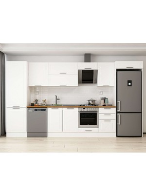 Alvinka 400X222 cm Klasik Mebran Mutfak Dolabı MBB-E90B60S50-2 Beyaz - Suntalam