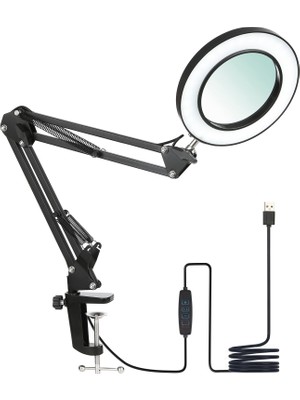 Yellowtech 10X LED Işıklı Büyüteç Masa Lambası | 72 Led, 3 Renk Modu, Kademesiz Parlaklık Ayarı, Ayarlanabilir Salıncak Kol, Gerçek Cam Lens, Masa Klipsli Profesyonel Büyüteç Lamba – Tamir, El Işi, Okuma Için