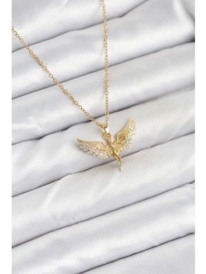 Clariss Üreticiniz 316L Çelik Zincir Gold Renk Melek Model Kadın Kolye 481348