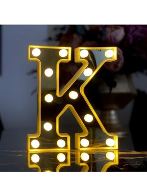 PremiumPort Büyük Boy 3D LED K Harfi Işıklı Organizasyon Dekoru Doğum Günü Kutlaması