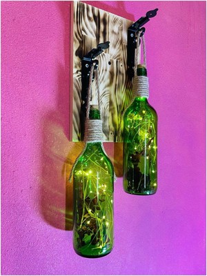 PremiumPort Yeşil Şişe LED Işıklı Şık Tasarım (2'li Set)