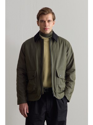 Danger Erkek Kadife Yakalı Mont Ceket Yeşil