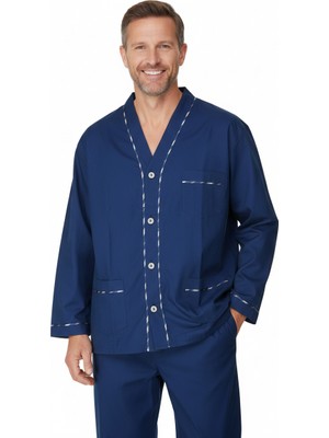 Oppland Erkek Pijama Takımı %100 Pamuk Kumaş Saray Model Cepli Rahat Tam Kalıp