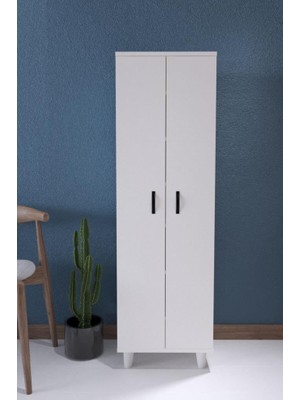 Kzy Mobilya Selena 6 Raflı 7 Bölmeli Fonksiyonel Raflı Çok Amaçlı Dolap Beyaz