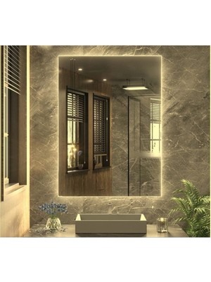 PremiumPort 80X60 cm LED Aydınlatmalı Banyo ve Lavabo Aynası, Şık ve Fonksiyonel Tasarım