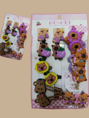 Elas Home Kapibara Bebek Çocuk Figürlü Set Toka