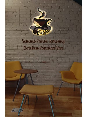 PremiumPort LED Işıklı 2 Katmanlı Kişiye Özel Kahve Fincanı ve Tablo Seti