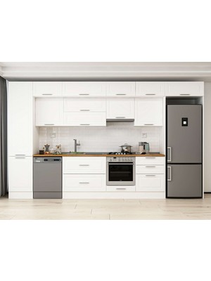 Alvinka 400X240 cm Klasik Mebran Mutfak Dolabı MBB-E90B50S60-1 Beyaz - Suntalam