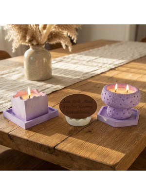 Miaju Sanatsal ve Modern Form, Kişiye Özel Isim & Not Yazılabilen Dekoratif Minimal Mum Seti, Hediyelik