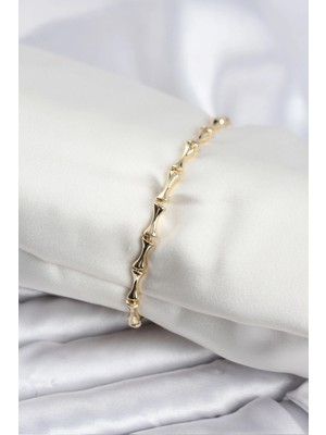 Shopwave Pirinç Gold Renk Vıp Seri Ince Kemik Model Zirkon Taşlı Kadın Bileklik