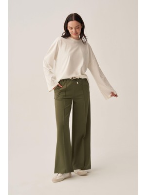 ALLDAY Yeşil-Pamuklu Nervürlü Eşofman Altı