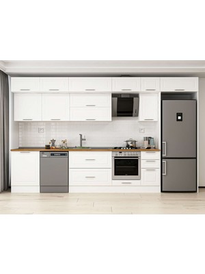 Alvinka 390X240 cm Klasik Mebran Mutfak Dolabı MB-E90S60S40-2 Beyaz - Mdf