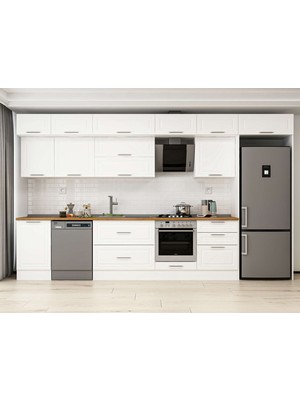 Alvinka 390X240 cm Klasik Mebran Mutfak Dolabı MB-E80S50S60-2 Beyaz - Mdf