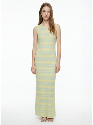 Fabrika Triko Elbise, Xl, Sarı - Mavi