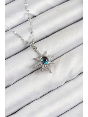 Shopwave 316L Çelik Zirkon Taşlı Kutup Yıldızı Model Gümüş Renk Kadın Kolye