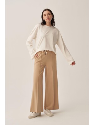 ALLDAY Bej-Pamuklu Nervürlü Eşofman Altı