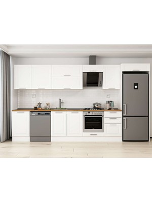 Alvinka 390X222 cm Klasik Mebran Mutfak Dolabı MB-E90S50S50-2 Beyaz - Suntalam