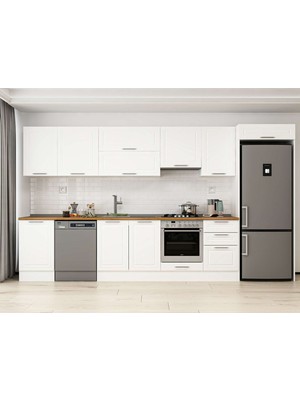 Alvinka 390X222 cm Klasik Mebran Mutfak Dolabı MB-E90S50S50-1 Beyaz - Suntalam
