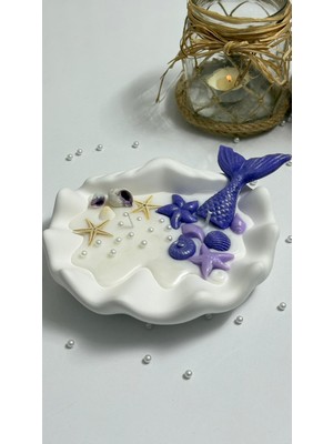 Serenity Sanat El Yapımı Deniz Yıldızlı Dekoratif Tabak %100 Doğal Soya Wax Kokulu Mum