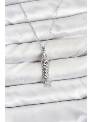 Shopwave 316L Çelik Zincir Gümüş Renk Balık Model Zirkon Taşlı Kadın Kolye