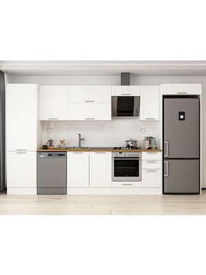 Alvinka 390X222 cm Klasik Mebran Mutfak Dolabı MBB-E90B60S40-2 Beyaz - Suntalam