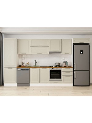 Alvinka 390X222 cm Klasik Mebran Mutfak Dolabı MBB-E80B60S50-1 Kumtaşı - Suntalam