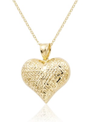 Lilarote Pırlanta Bombeli Model Kalp Kolye