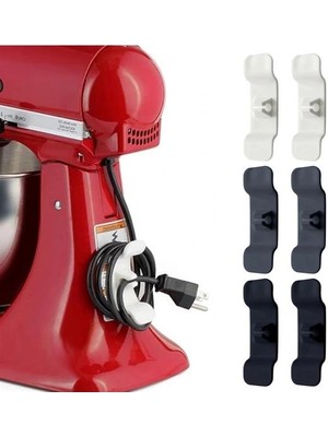 Shopwave 6&amp;#39;lı Pratik Kablo Toparlayıcı Yapışkanlı Klips Mutfak Air Fryer Kettle Kahve