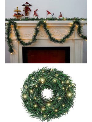 PremiumPort Yılbaşı Dekoratif Peri LED Garland Çam Dalı Sarmal Işık 5 Metre