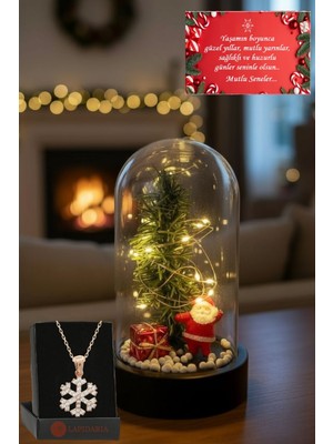PremiumPort Yılbaşı Temalı Büyük Boy Peri LED Işıklı Fanus ve Kartanesi Kolye