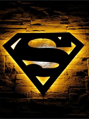 PremiumPort Süperman Temalı LED Işıklı Tablo, Modern Dekorasyon Için Şık Tasarım