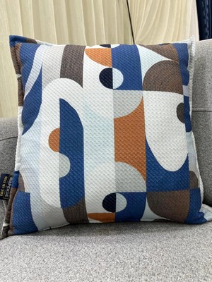 Nivemes Home Nıvemeshome Geometrik Mavi Desenli 45X45  Dolgulu Kırlent Kılıfı
