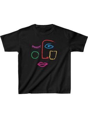 Unisex Çocuk Baskılı T-Shirt - Siyah