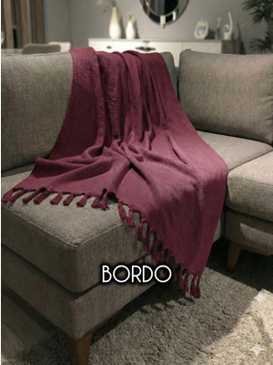 Luwino Home Koltuk Örtüsü , Tv Şalı , Throw ,yatak Örtüsü , Çok Amaçlı Örtü , Bordo Renk 180X200 cm