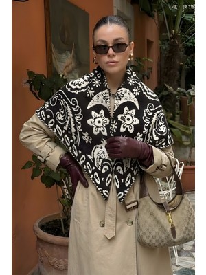 Bahels Kadın Üçgen Vintage Etnik Desen Çift Yönlü Şal Atkı