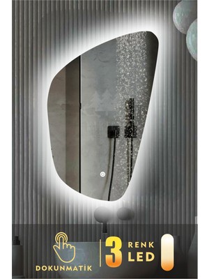 PremiumPort Şık Asimetrik LED Işıklı Banyo ve Konsol Aynası