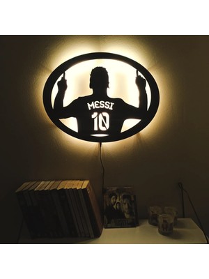 PremiumPort LED Işıklı Messi Temalı Dekoratif Tablo, Şık ve Modern Tasarım