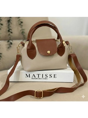 Purpleart Kadın Suni Deri Saplı Orta Boy El ve Omuz Çantası Vizon