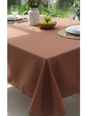 Yarımada Kadın Kooperatifi Nakışlı Parlak Saten Masa Örtüsü - Leke Dirençli ve Şık