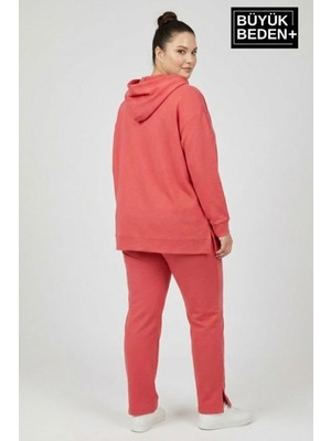 Superlife Büyük Beden Kapşonlu Capri Island Baskılı Tunik Ince Sweatshırt  SPR26BTK991-2