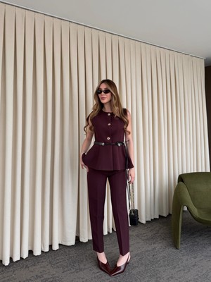 Laluvia Mürdüm Pensli Pantolon - 51269