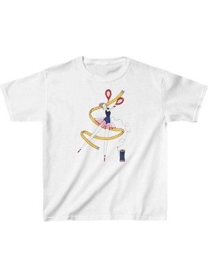 Unisex Çocuk Baskılı T-Shirt - Beyaz